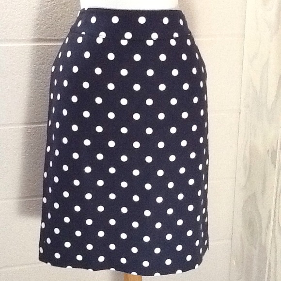Merona Dresses & Skirts - Merona Navy Polka Dot Stretch Slim Skirt Sz 6 NWT